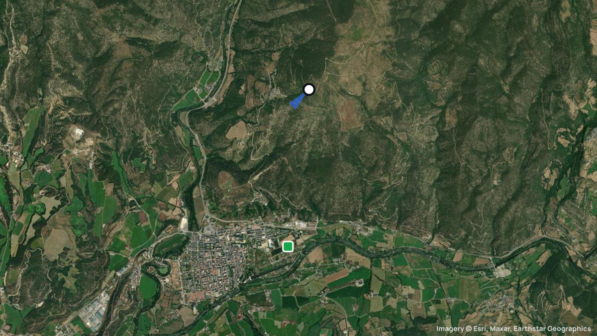 Satellite map of Calbinya with its launches and landings