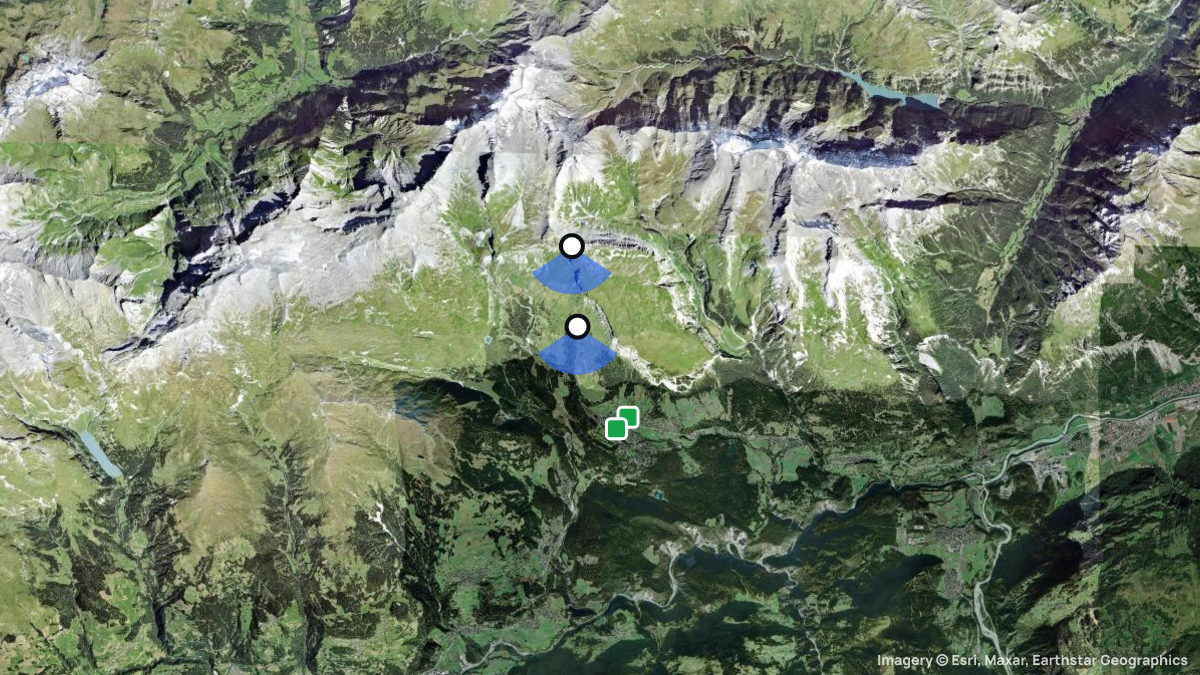Satellitenkarte von Cassons mit Start- und Landeplätzen