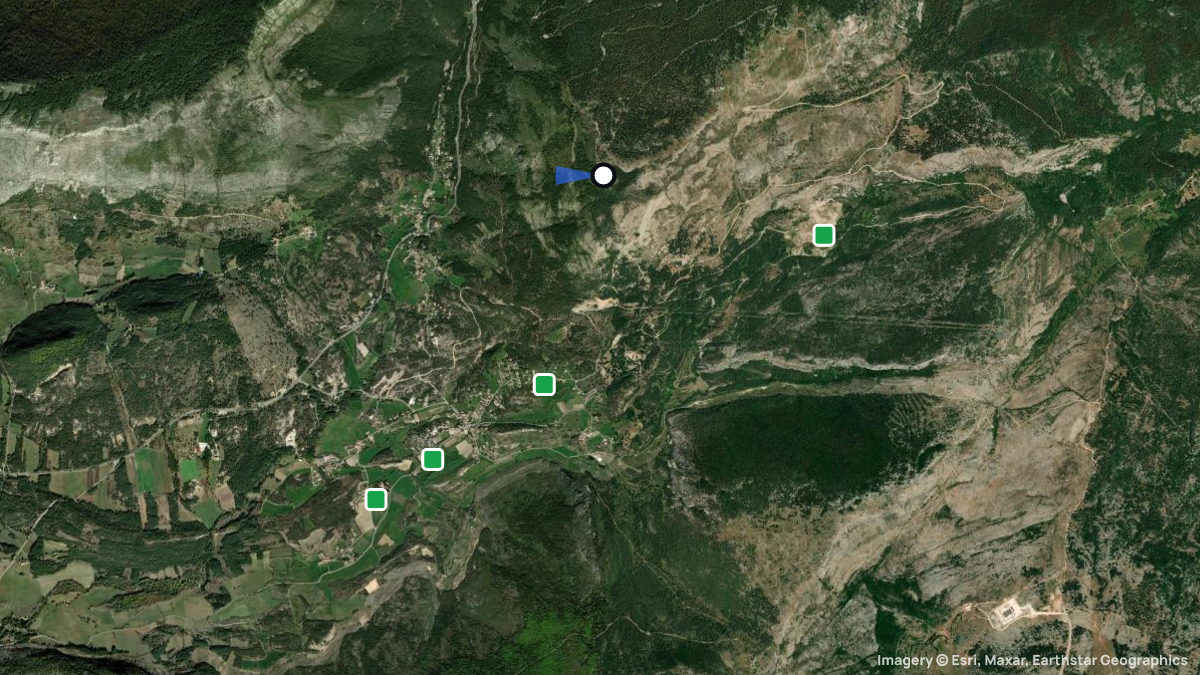 Satellitenkarte von Col du Lachens West mit Start- und Landeplätzen