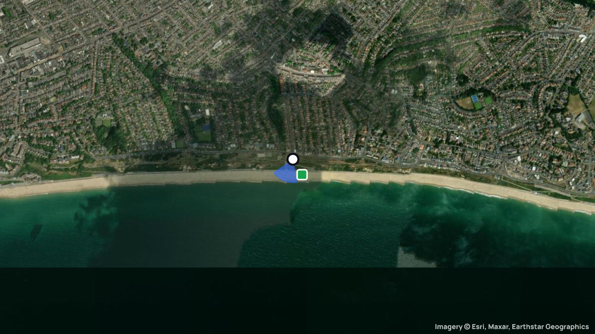 Satellite map of Bornemouth with its launches and landings