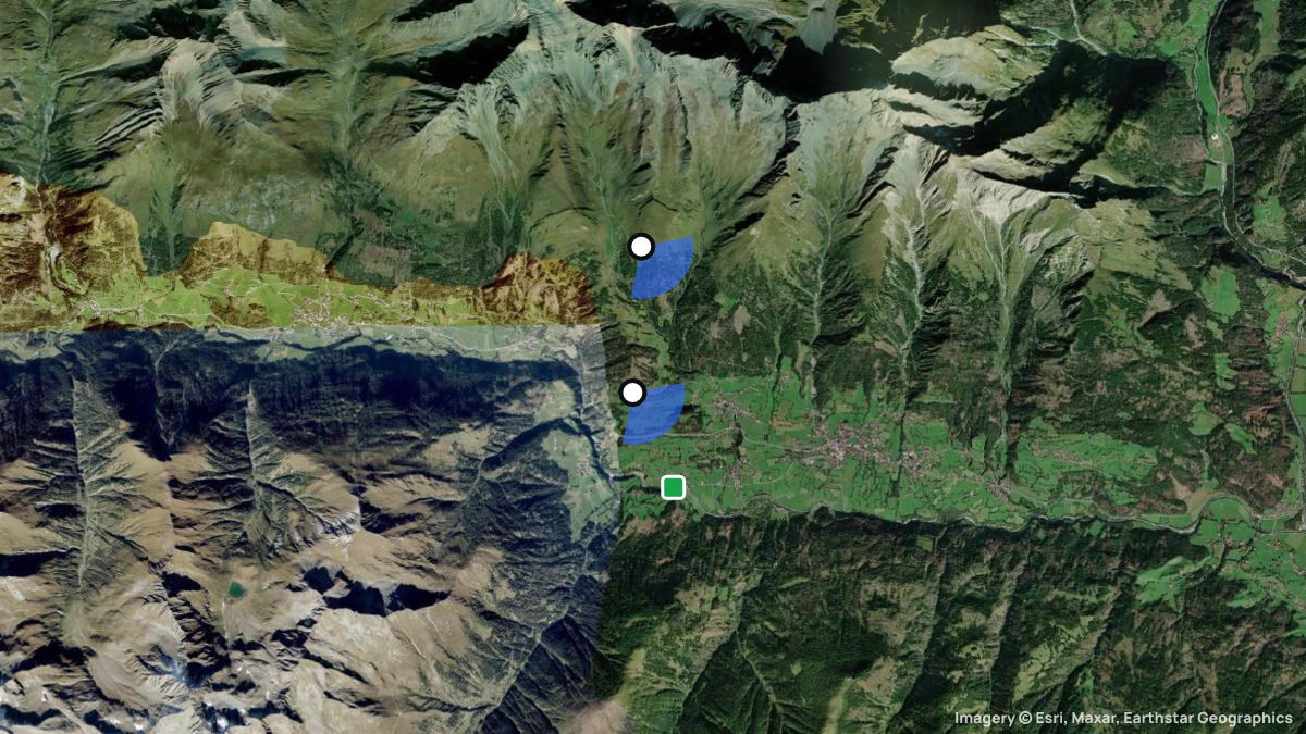 Satellite map of Virgen with its launches and landings