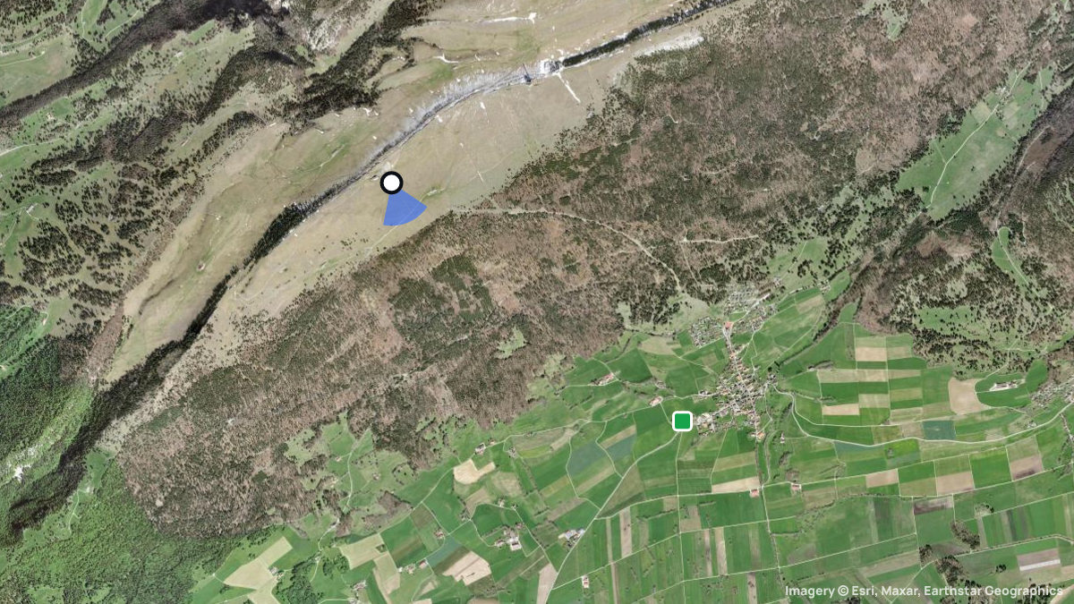 Satellite map of Chasseral Süd with its launches and landings