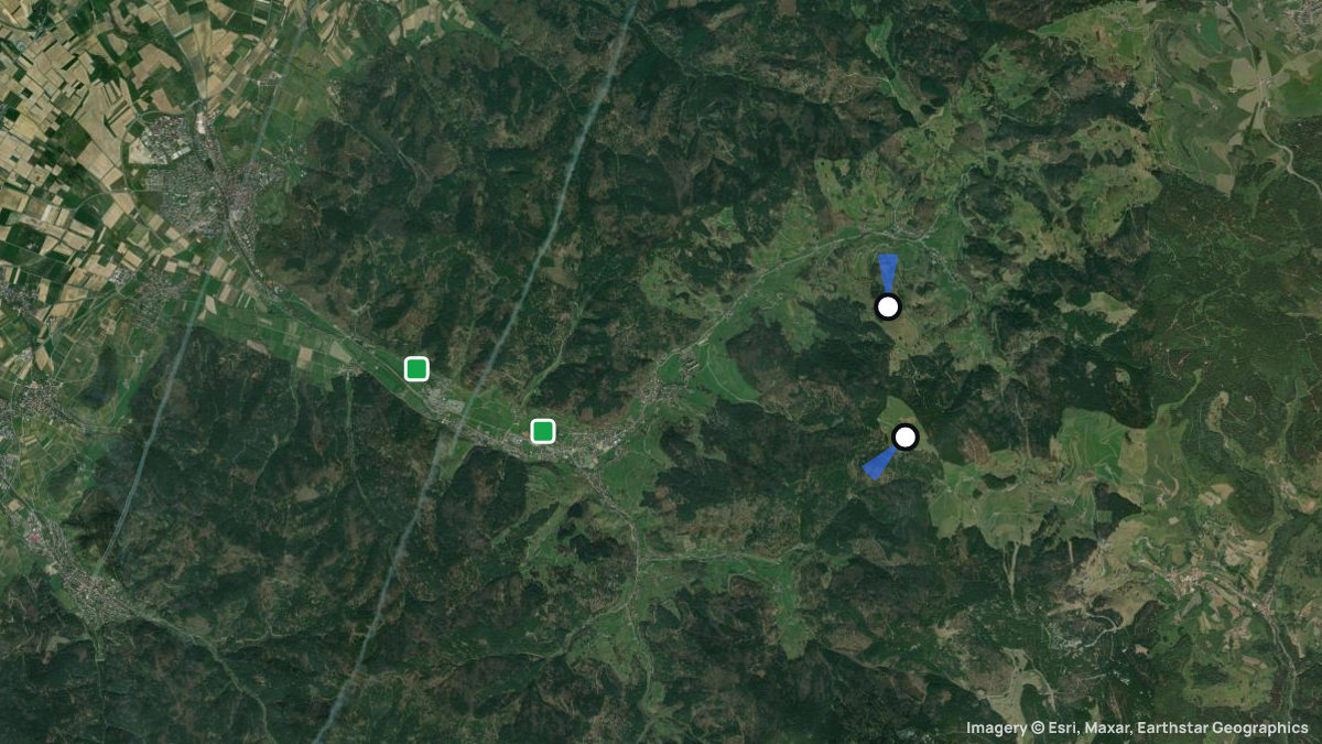 Satellitenkarte von Breitnau mit Start- und Landeplätzen
