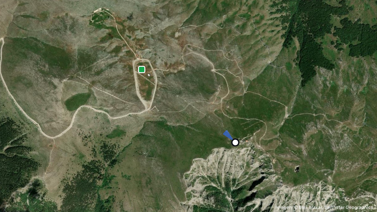 Satellitenkarte von Mt. Falakro mit Start- und Landeplätzen