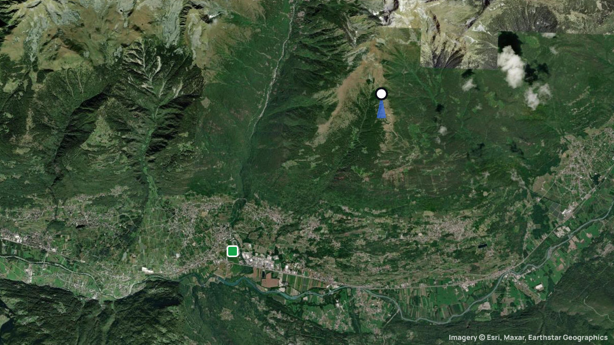 Satellite map of Prato Valentino with its launches and landings