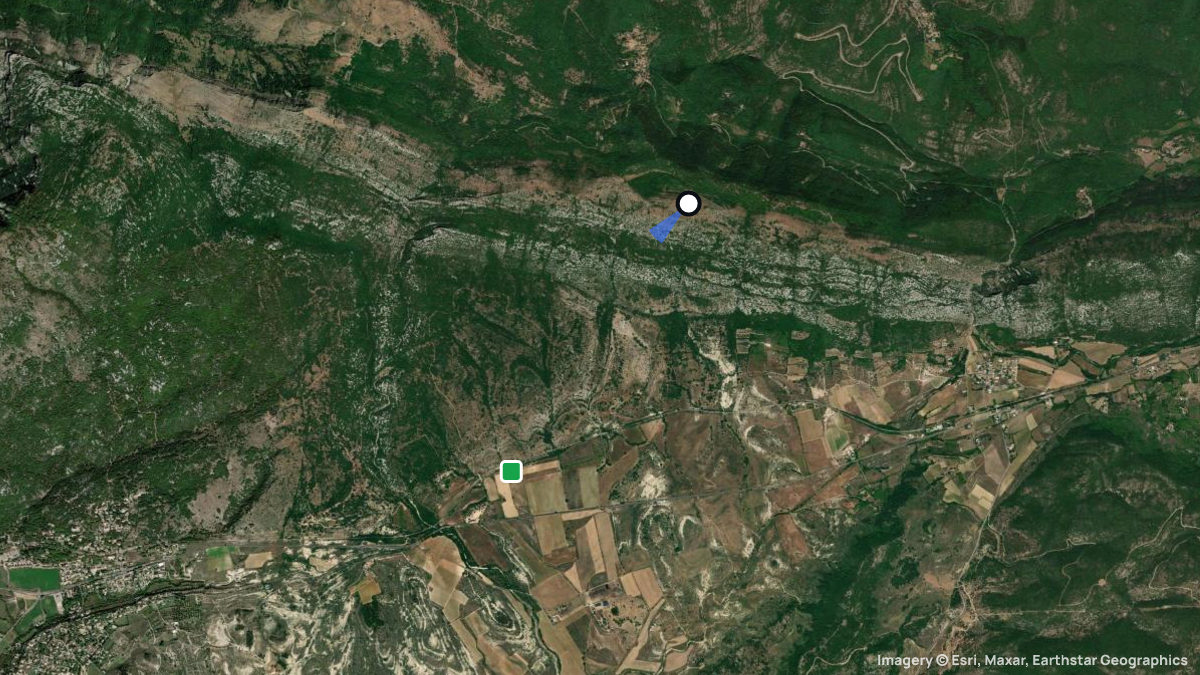 Satellite map of Cezas with its launches and landings