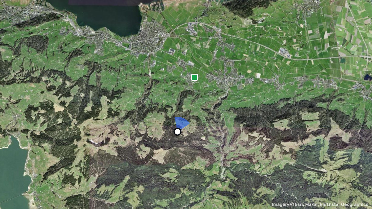 Satellite map of Gschwänd with its launches and landings