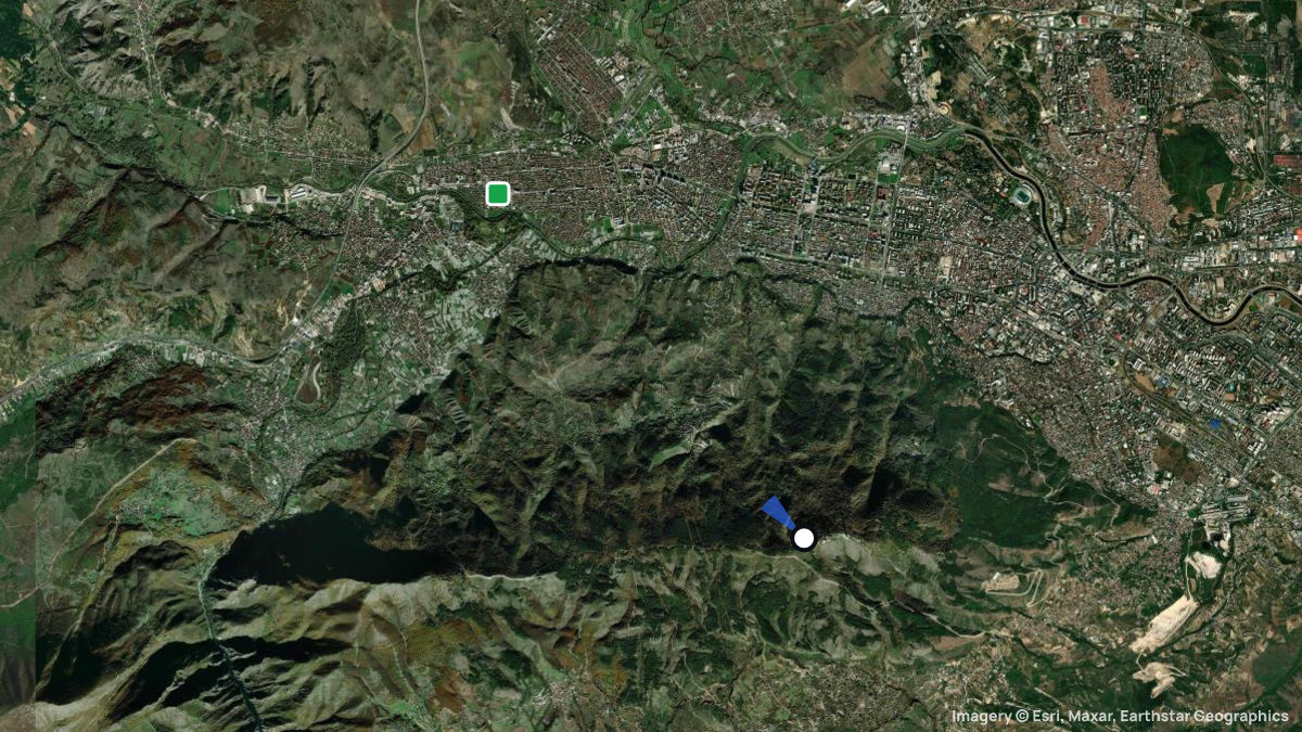 Satellite map of Vodno with its launches and landings