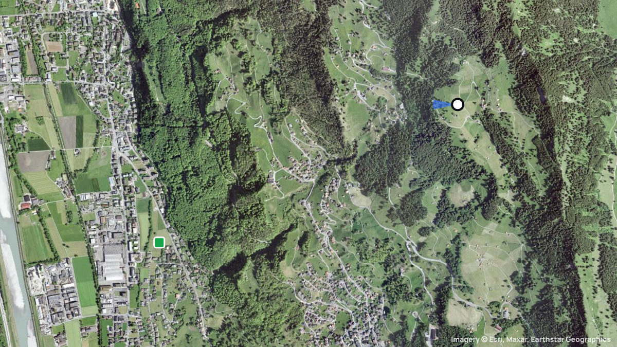 Satellitenkarte von Triesen mit Start- und Landeplätzen