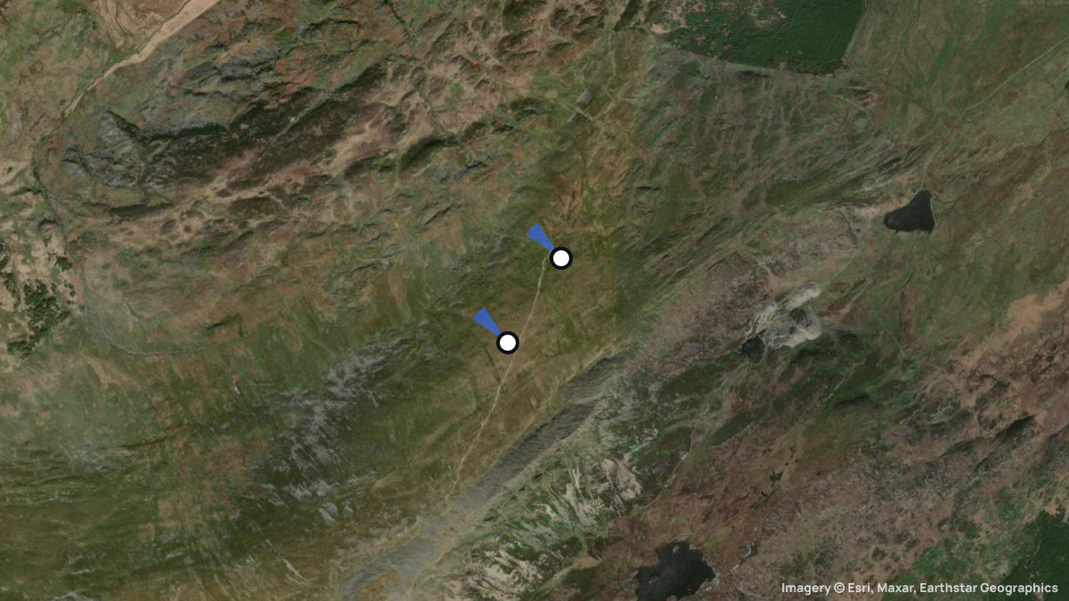 Satellitenkarte von Moel Siabod mit Start- und Landeplätzen