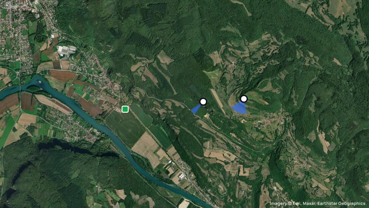 Satellite map of Saint Sorlin with its launches and landings