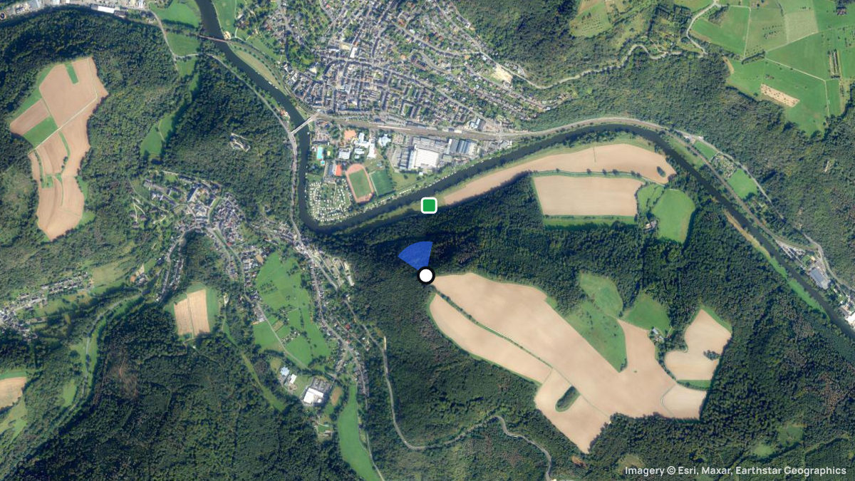 Satellitenkarte von Nassauer Berg mit Start- und Landeplätzen