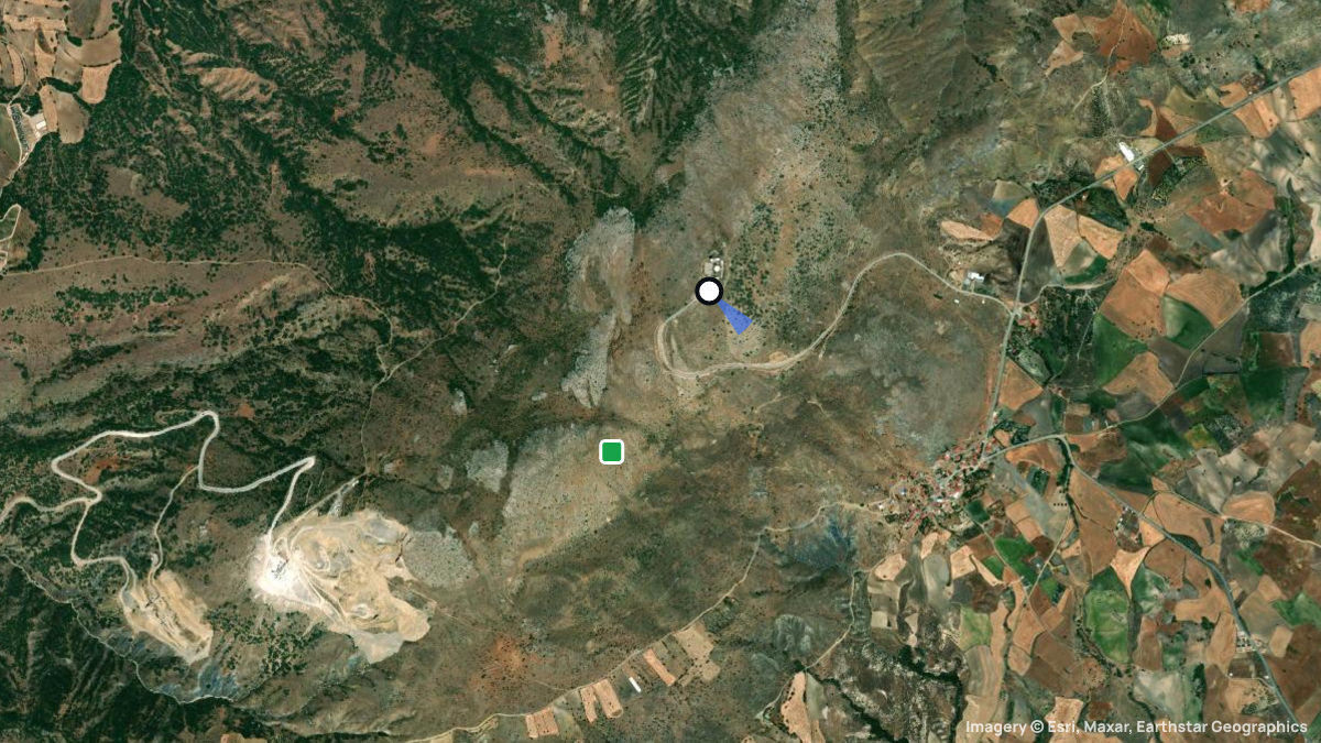Satellite map of Mire Dagi with its launches and landings
