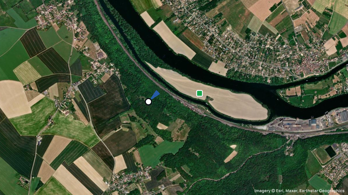 Satellitenkarte von Jeufosse mit Start- und Landeplätzen