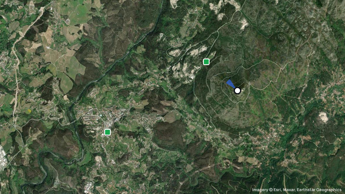 Satellite map of Senhora da Graca with its launches and landings