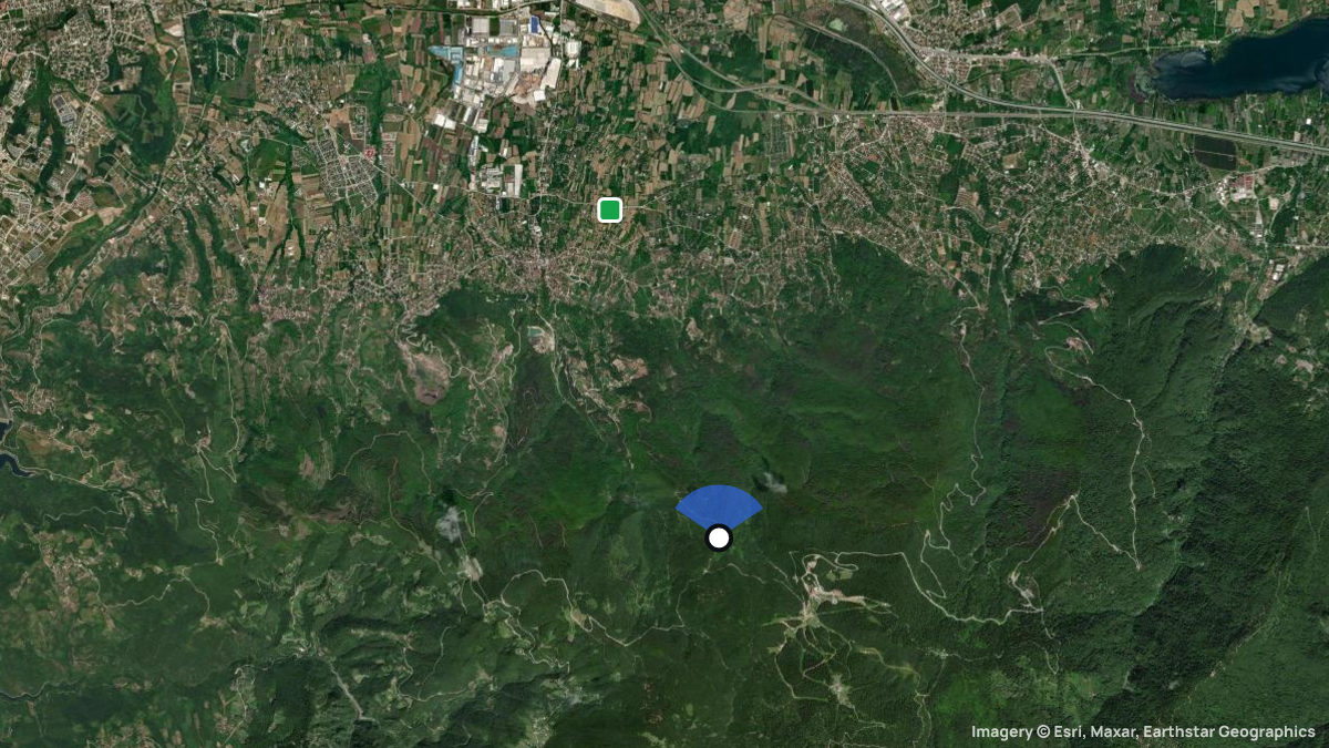 Satellitenkarte von Kartepe mit Start- und Landeplätzen