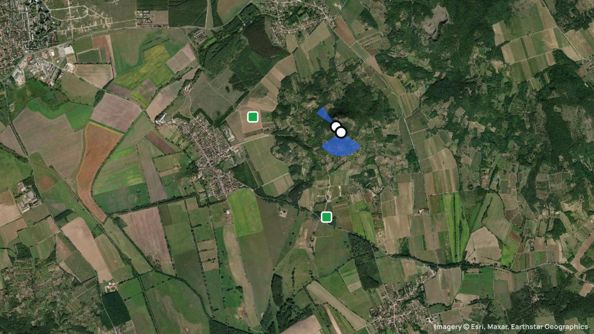 Satellitenkarte von Csobanc mit Start- und Landeplätzen