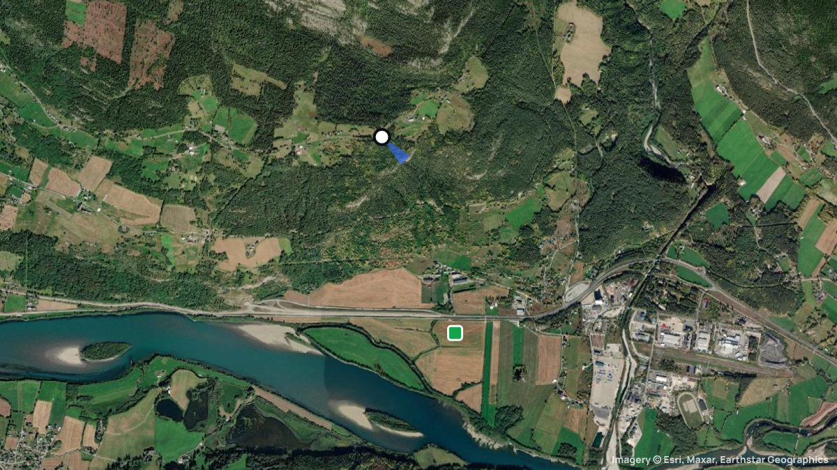 Satellitenkarte von Frya mit Start- und Landeplätzen
