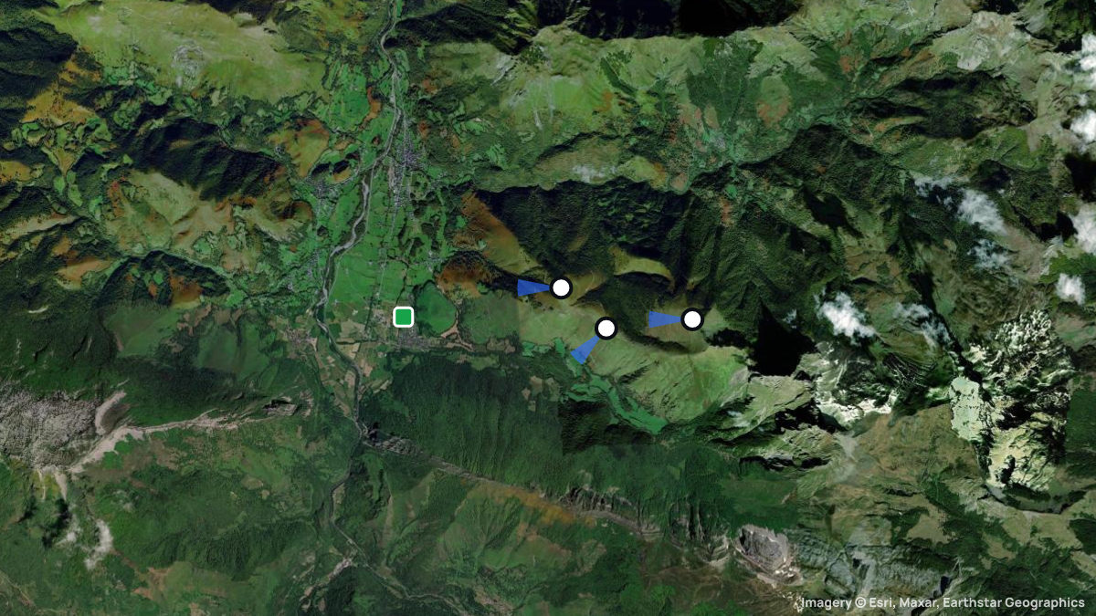 Satellitenkarte von Accous mit Start- und Landeplätzen