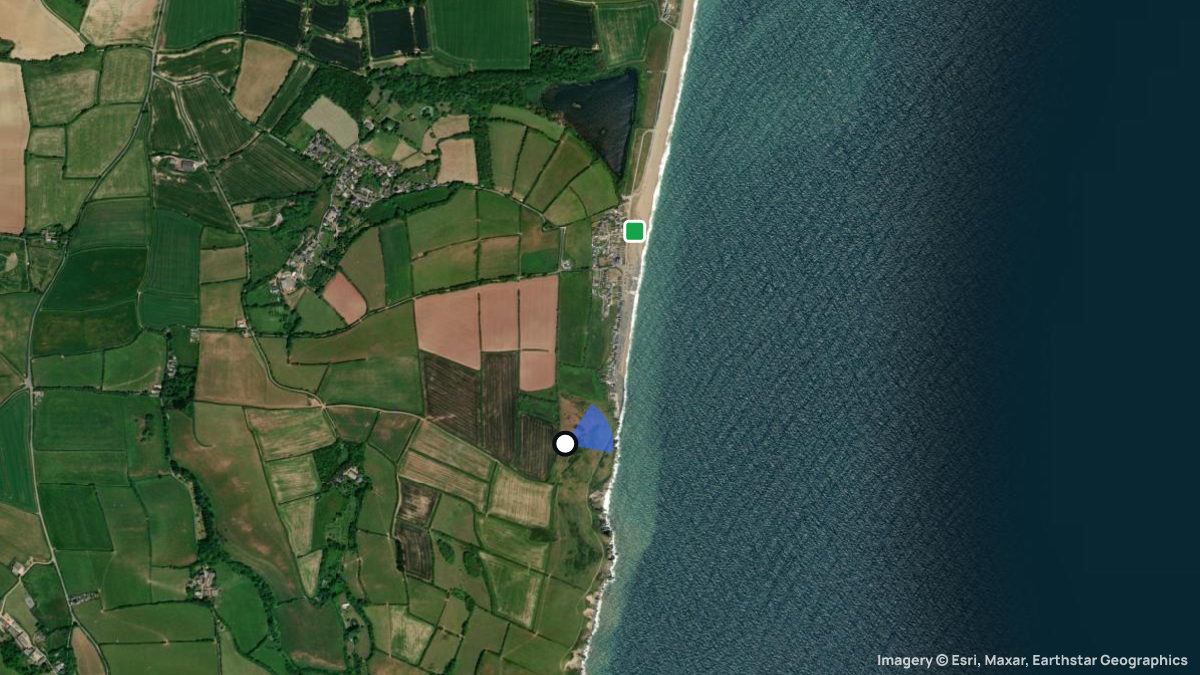 Satellite map of Beesands with its launches and landings