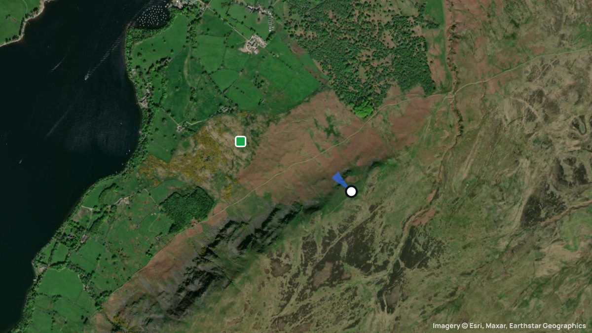 Satellite map of Barton Fell with its launches and landings