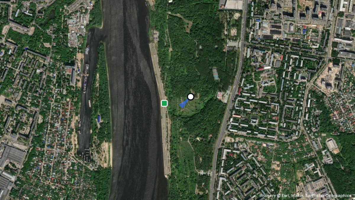 Satellitenkarte von Shveycaria Park mit Start- und Landeplätzen