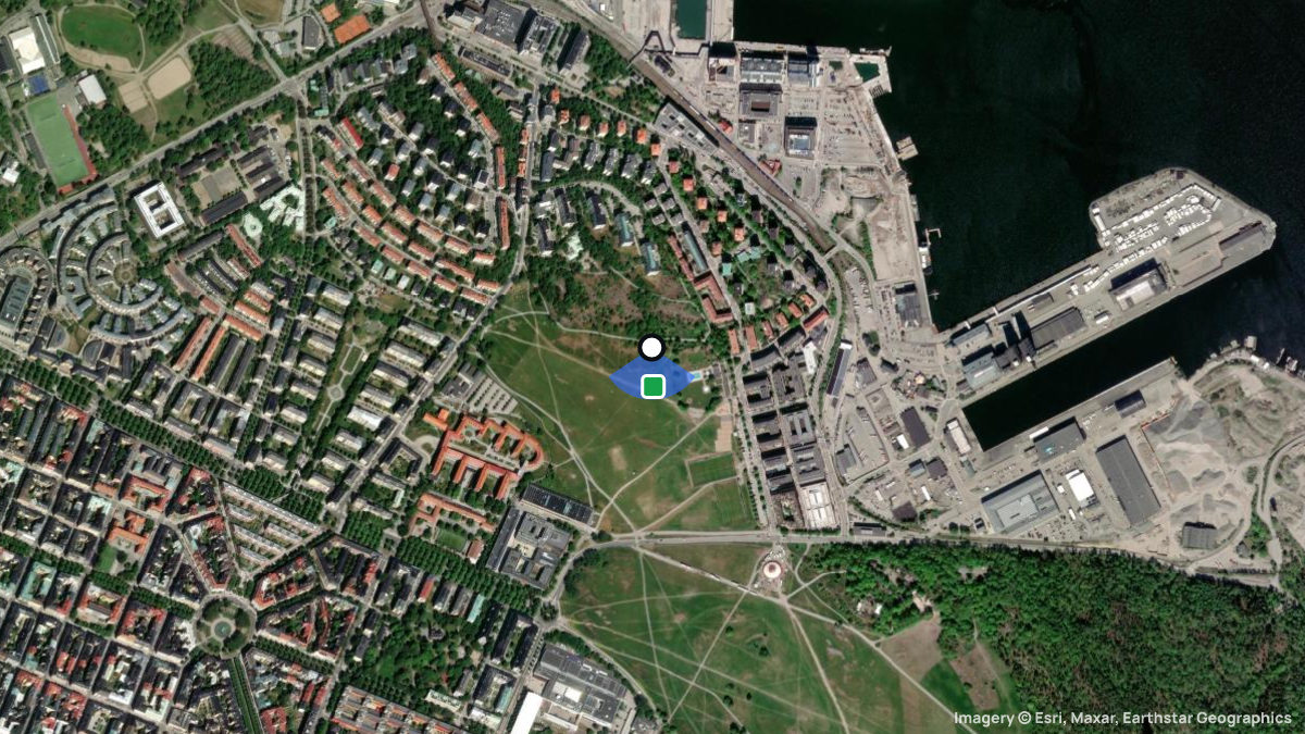 Satellitenkarte von Gärdet mit Start- und Landeplätzen