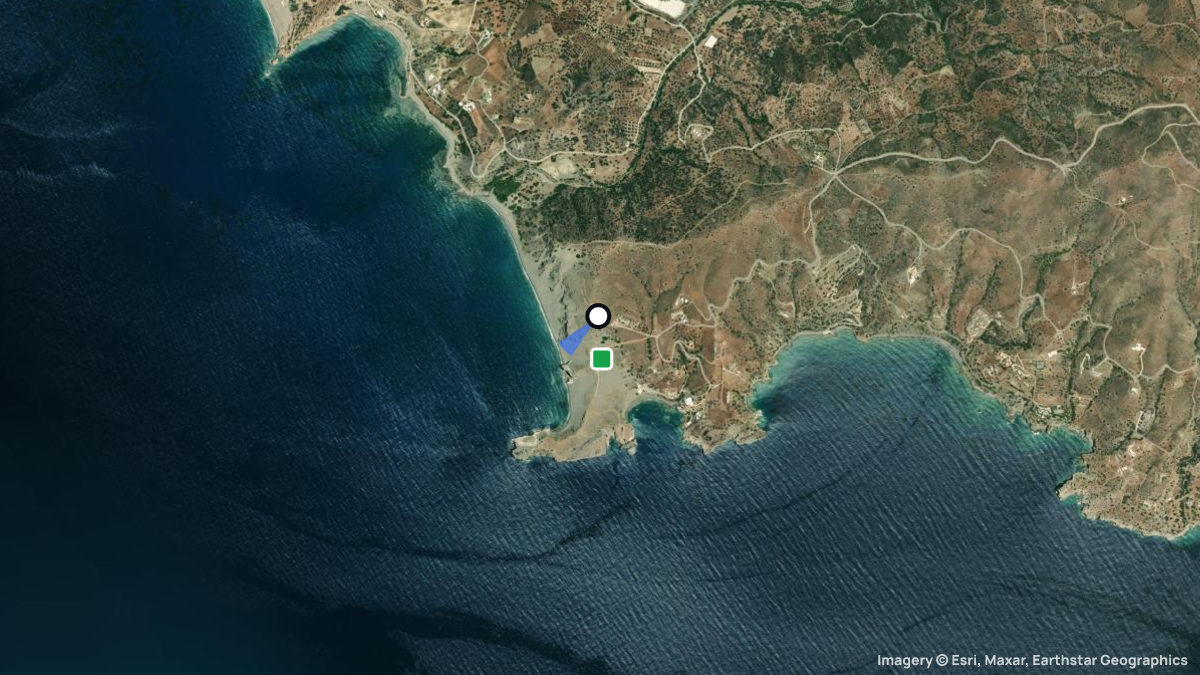 Satellite map of Agios Pavlos with its launches and landings