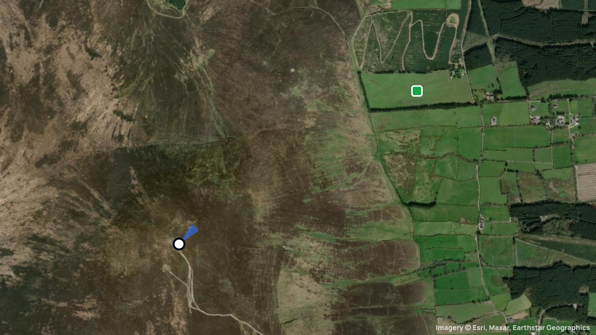 Satellite map of Slievenamon with its launches and landings
