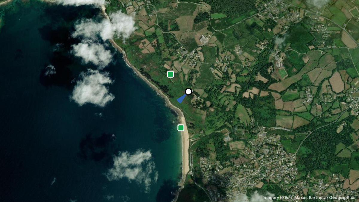 Satellite map of Beg Leguer with its launches and landings