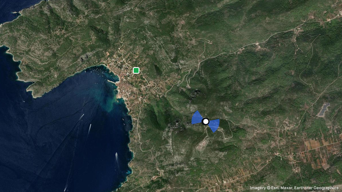Satellite map of Hum with its launches and landings