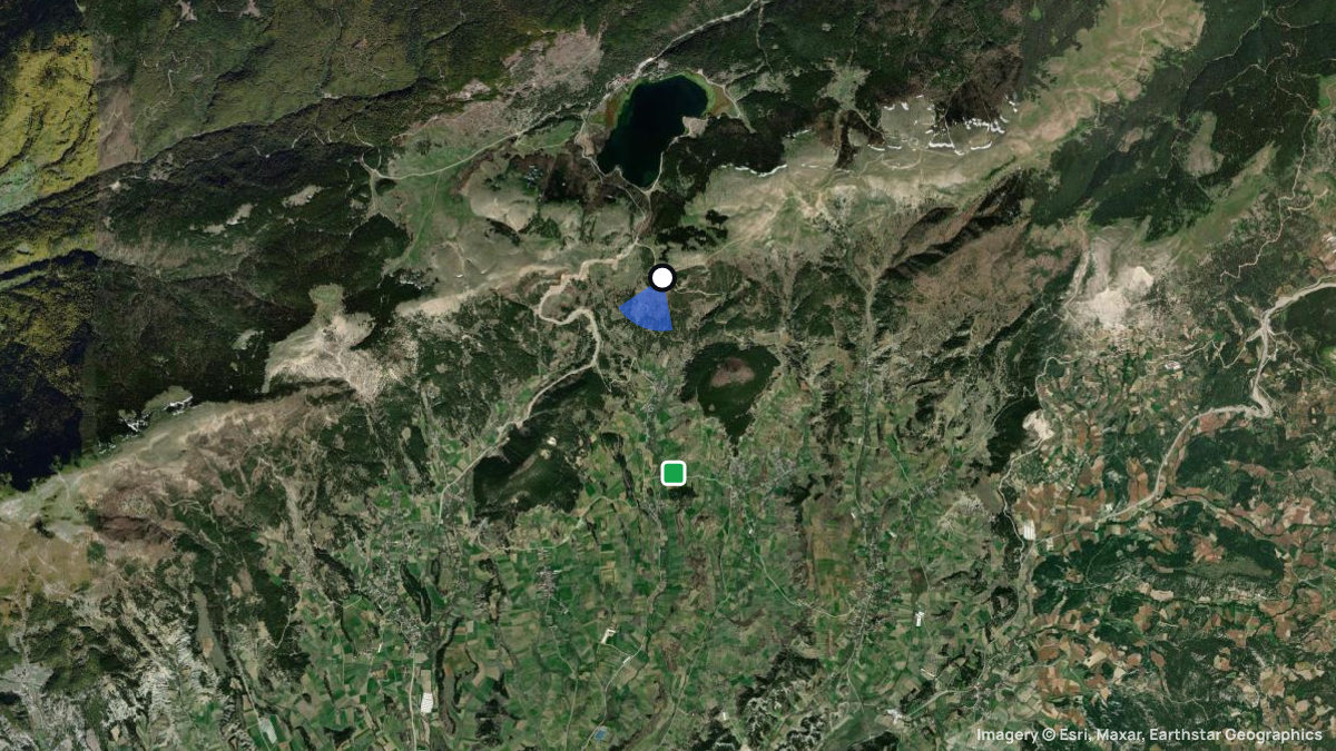 Satellite map of Abant Güney with its launches and landings