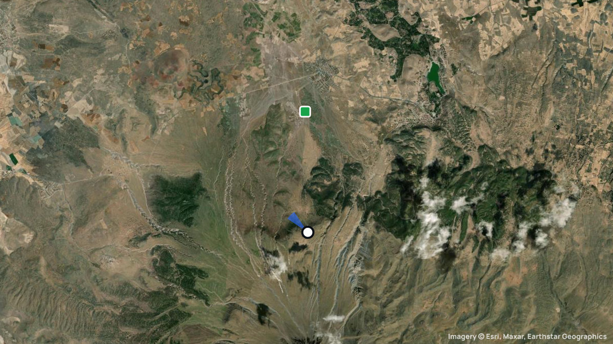 Satellite map of Hasan Dagi with its launches and landings