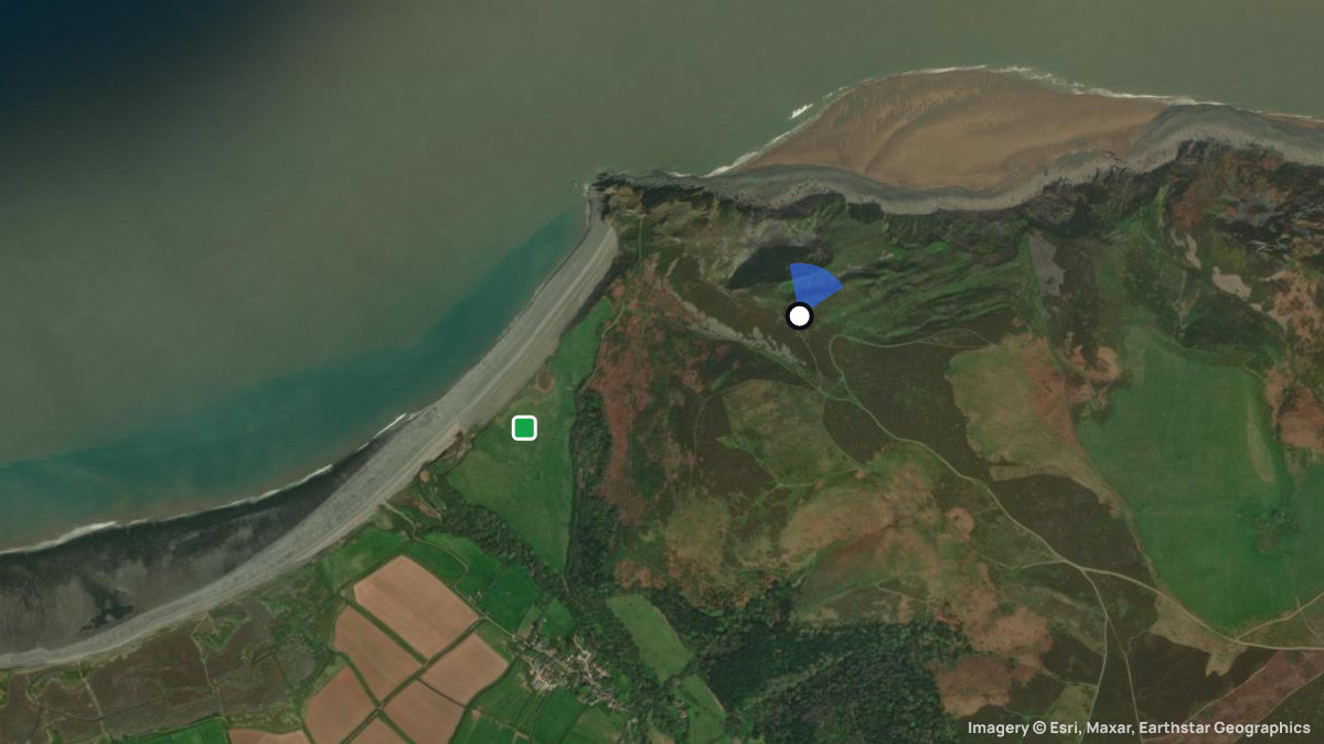 Satellite map of Selworthy Sand with its launches and landings