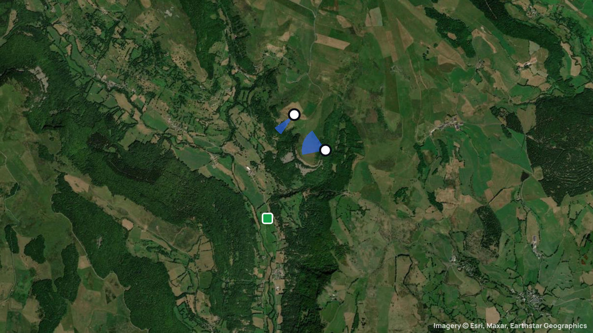 Satellite map of Brezons with its launches and landings