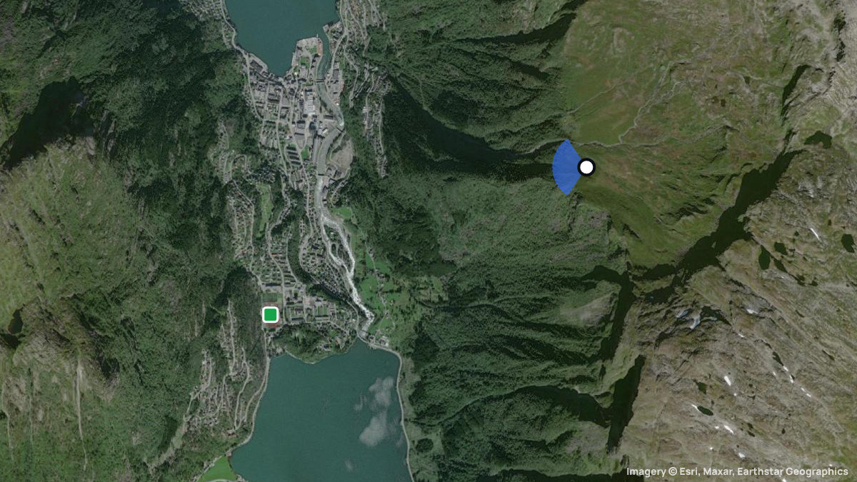Satellitenkarte von Freimstolen mit Start- und Landeplätzen
