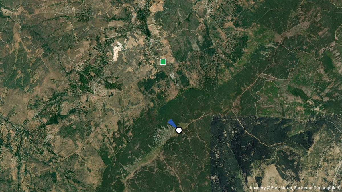 Satellite map of Arcones with its launches and landings