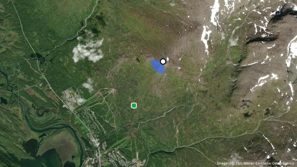Satellite map of Hemavan with its launches and landings