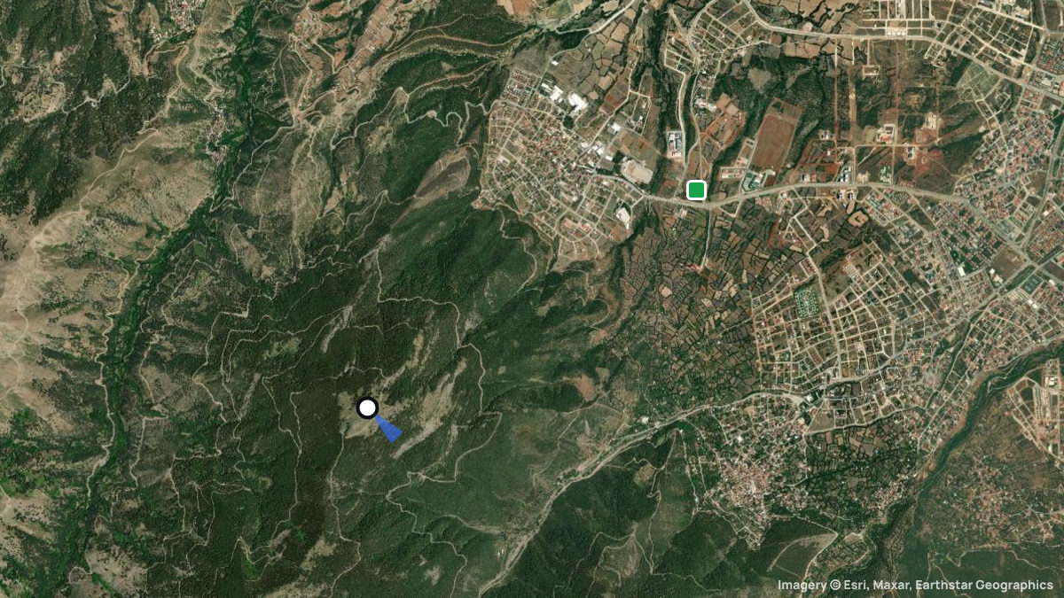 Satellite map of Göktepe with its launches and landings