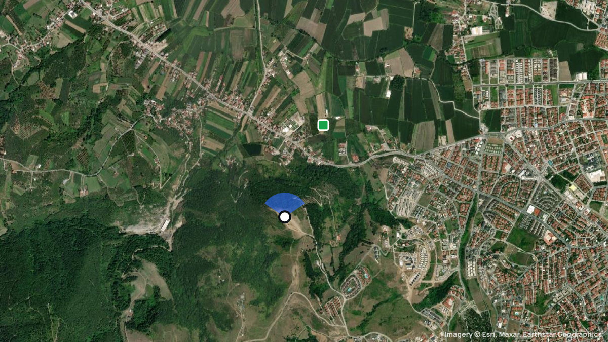 Satellitenkarte von Serdivan mit Start- und Landeplätzen