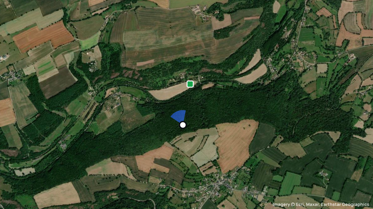 Satellite map of Berjou with its launches and landings