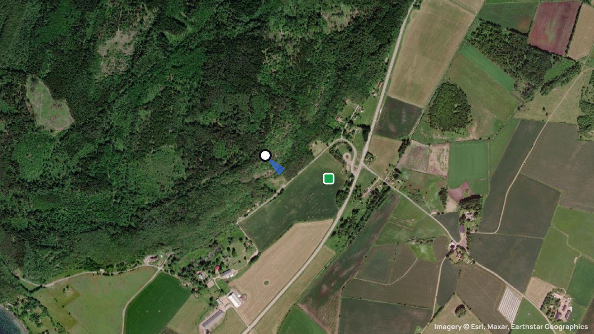 Satellite map of Omberg with its launches and landings