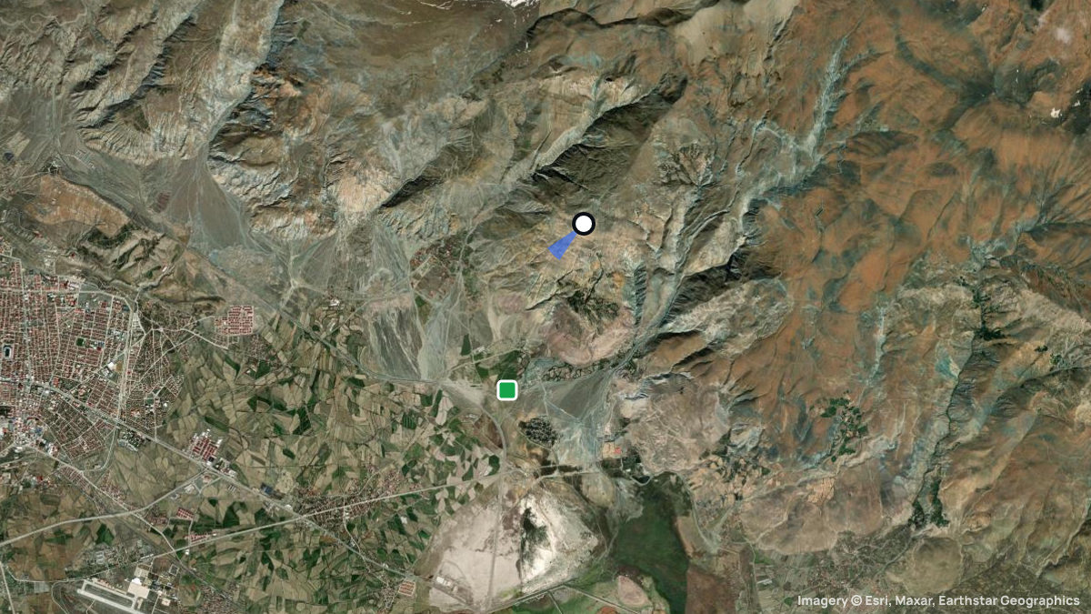 Satellitenkarte von Erzincan mit Start- und Landeplätzen