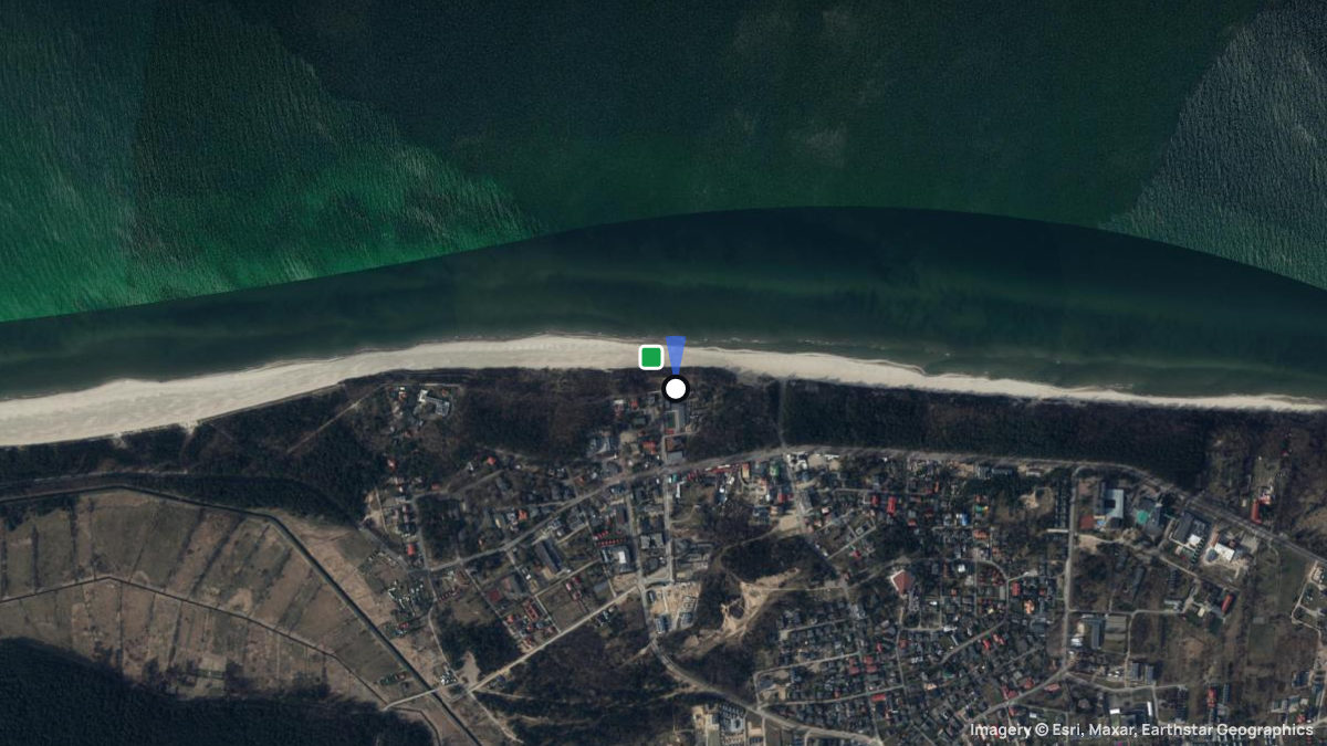 Satellite map of Jastrzebia Gora with its launches and landings