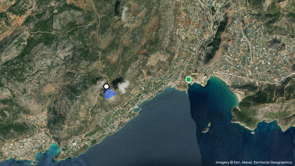 Satellite map of Tas Masa with its launches and landings