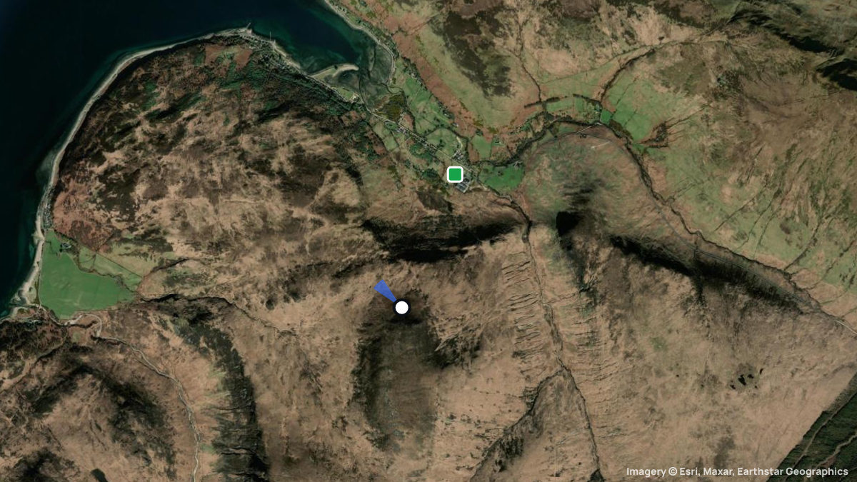Satellite map of Lochranza with its launches and landings