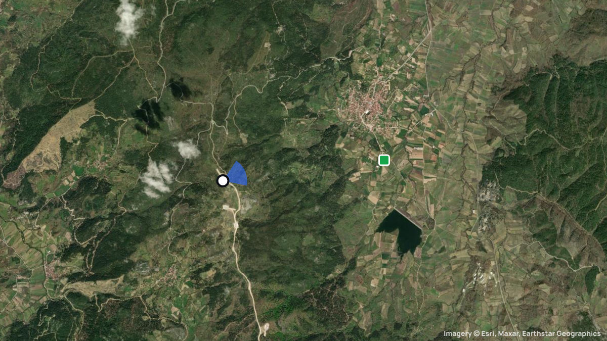 Satellite map of Asar Tepe with its launches and landings
