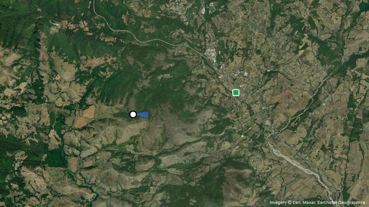 Satellite map of Monte Parratiello with its launches and landings