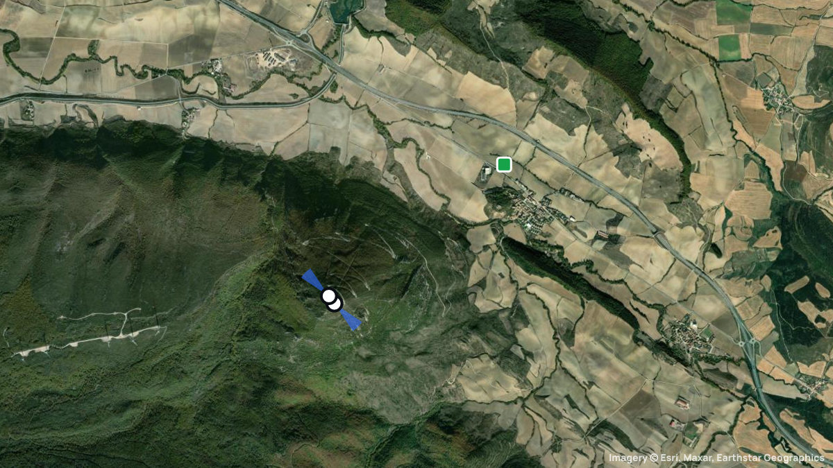Satellitenkarte von Higa de Monreal mit Start- und Landeplätzen