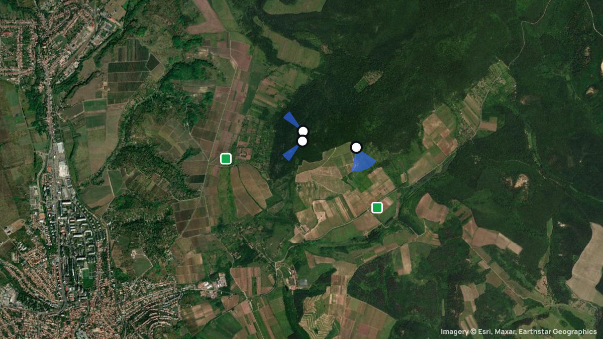 Satellite map of Nagy-Eged with its launches and landings
